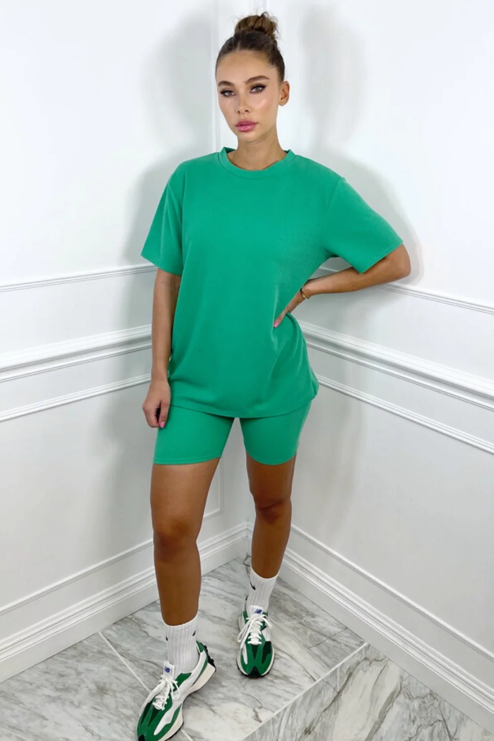 Mimi green ribbed cycling short coord - Image 2