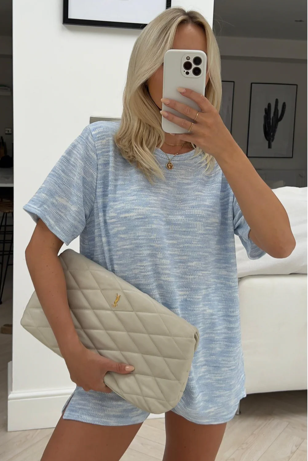 Mindy Blue stripe tee short coord