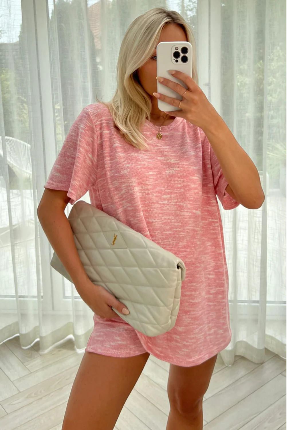 Mindy pink stripe tee short coord