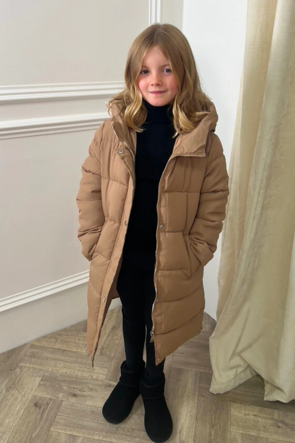 Mini Amy camel long puffer coat - Image 3