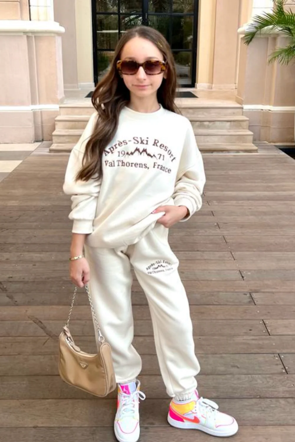 Mini Aprés Ski ecru oversized sweater loungewear set - Image 2