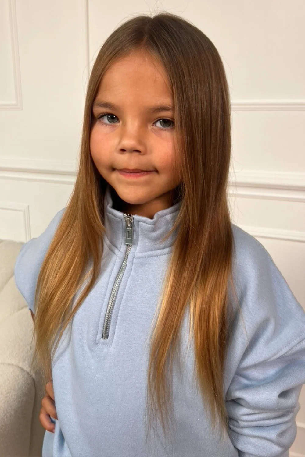 Mini baby blue premium essential 3/4 zip sweater - Image 3