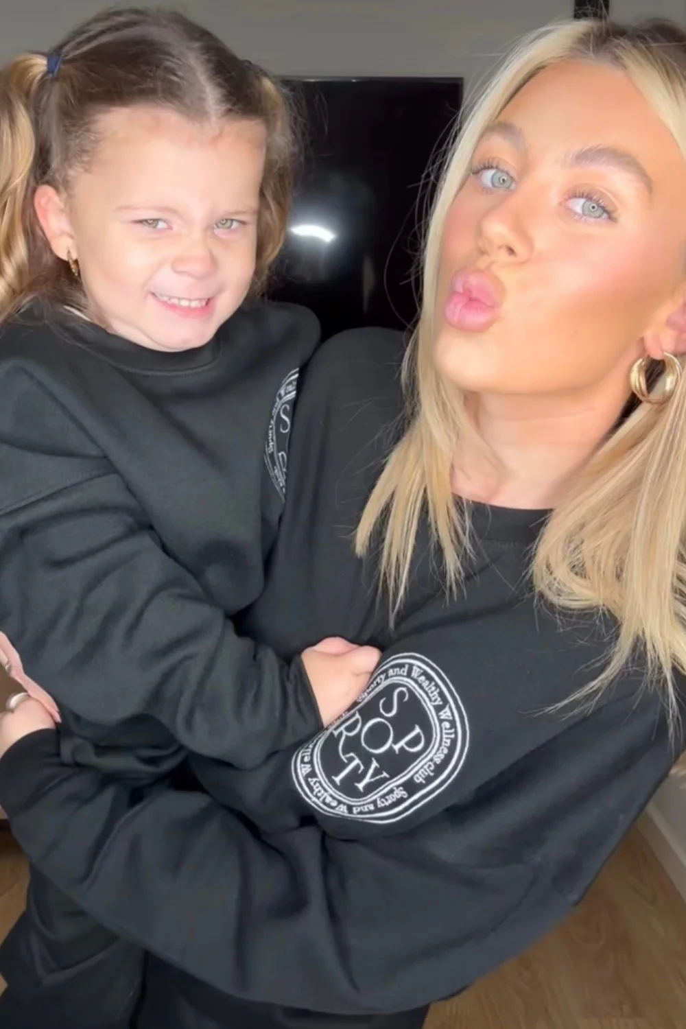 Mini black sporty wellness club embroidered sweater jogger loungewear - Image 2