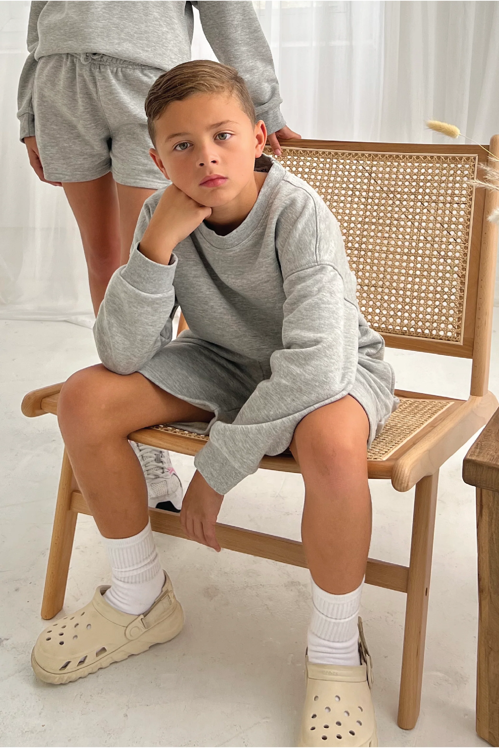 Mini boys melange grey premium essential shorts - Image 2