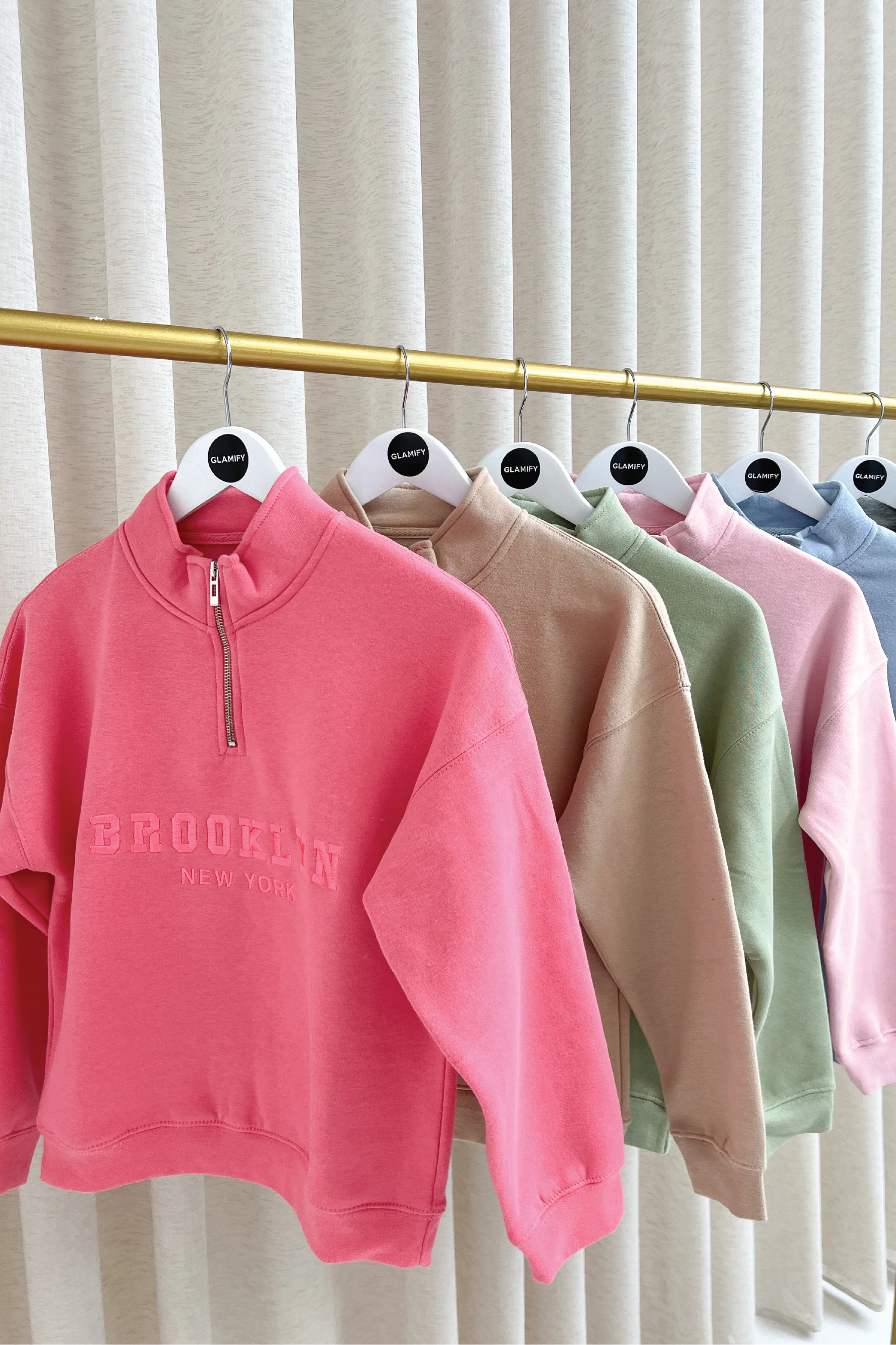 Mini Brooklyn stone embroidered 3/4 zip sweater - Image 2