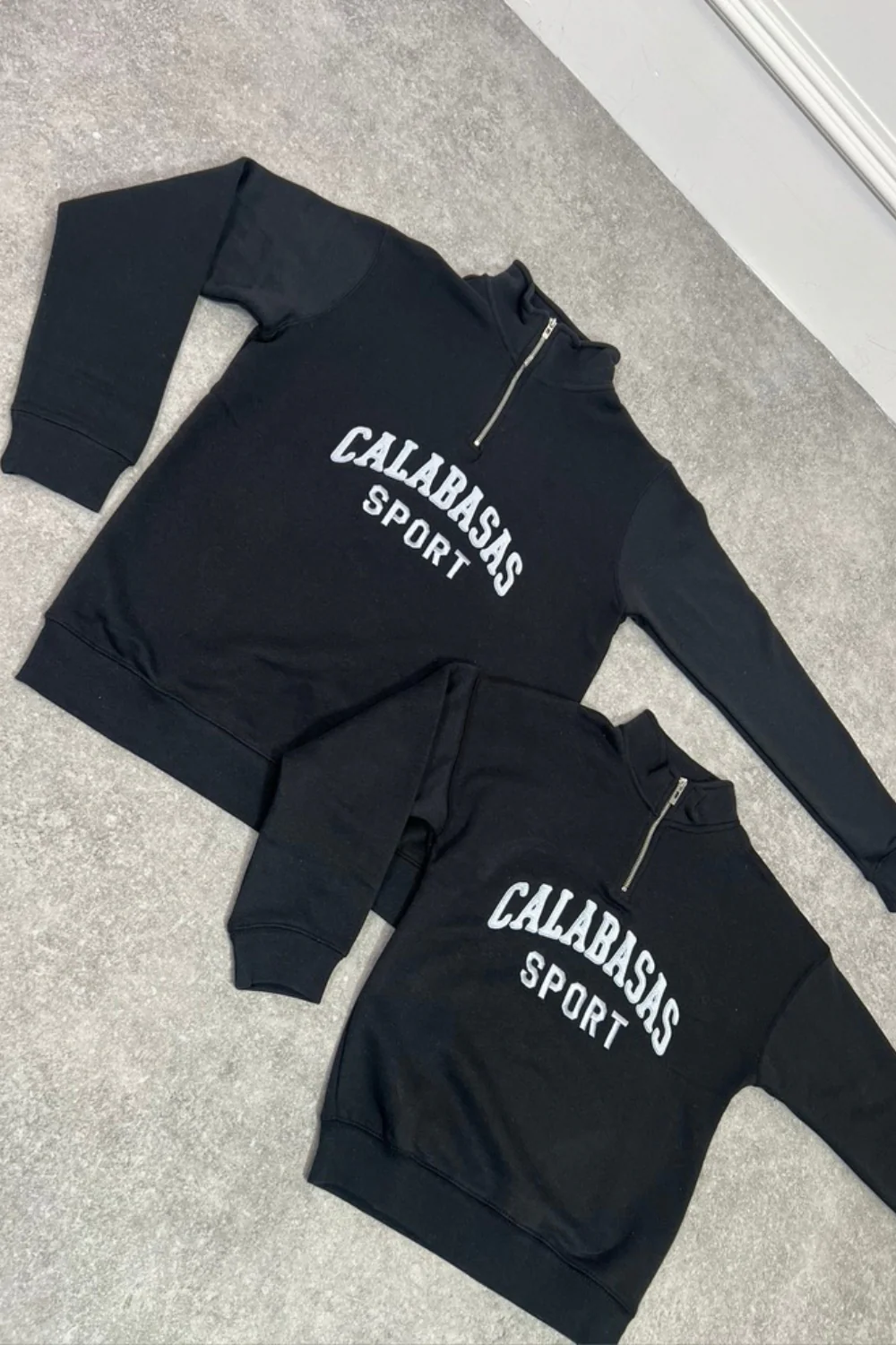 Mini Calabasas black embroidered 3/4 zip sweater loungewear - Image 5