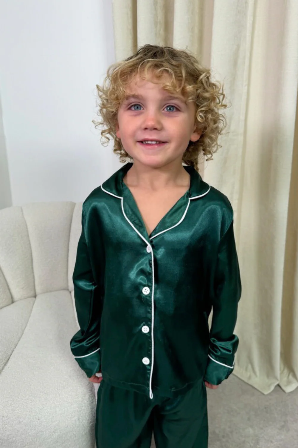 Mini Casey green Satin Pyjamas - Image 2