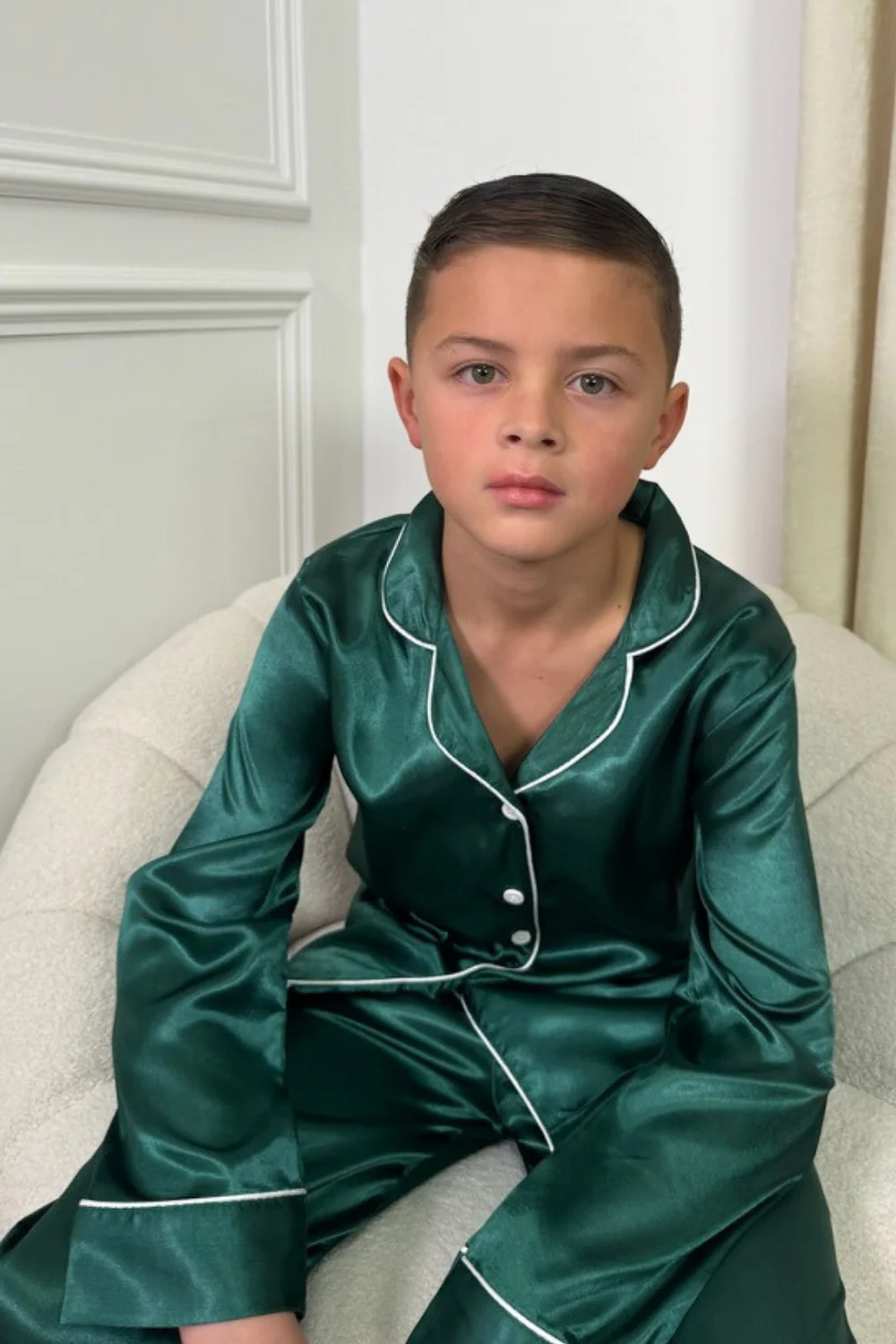 Mini Casey green Satin Pyjamas - Image 3