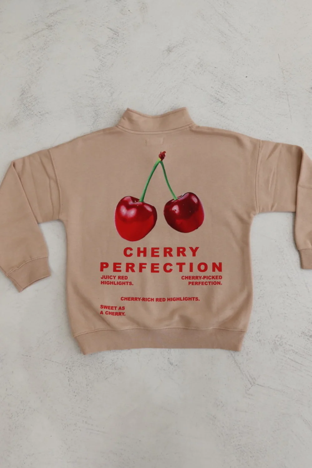 Mini cherry perfection stone printed 3/4 zip sweater - Image 3