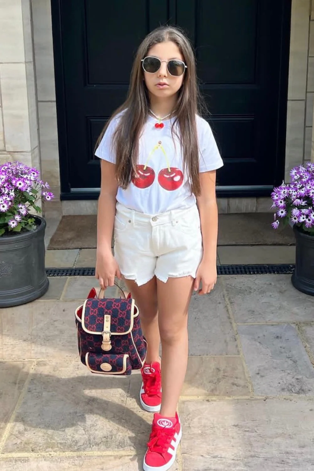 Mini cherry printed white t-shirt