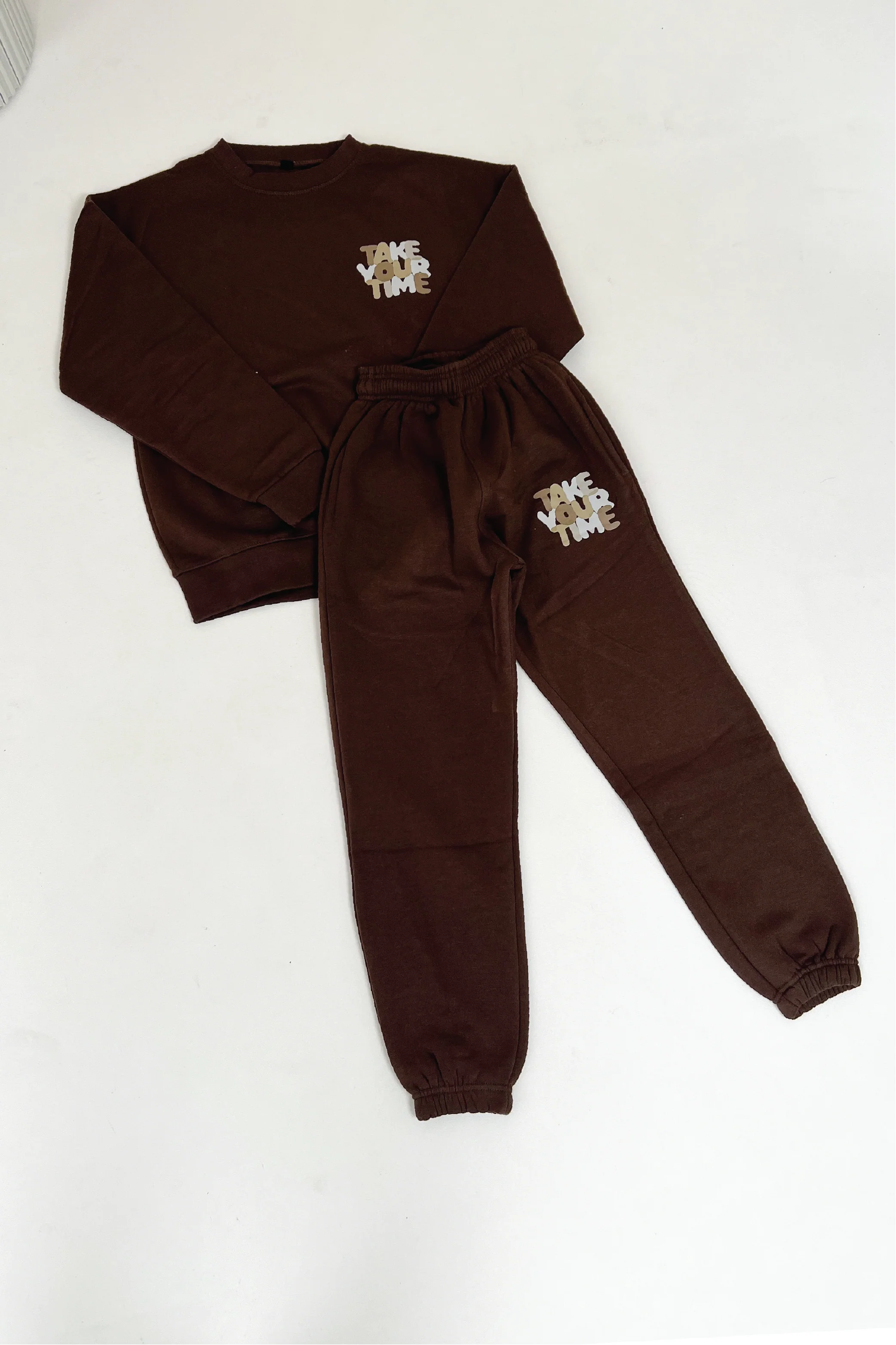 Mini chocolate take your time printed oversized sweater loungewear set - Image 4