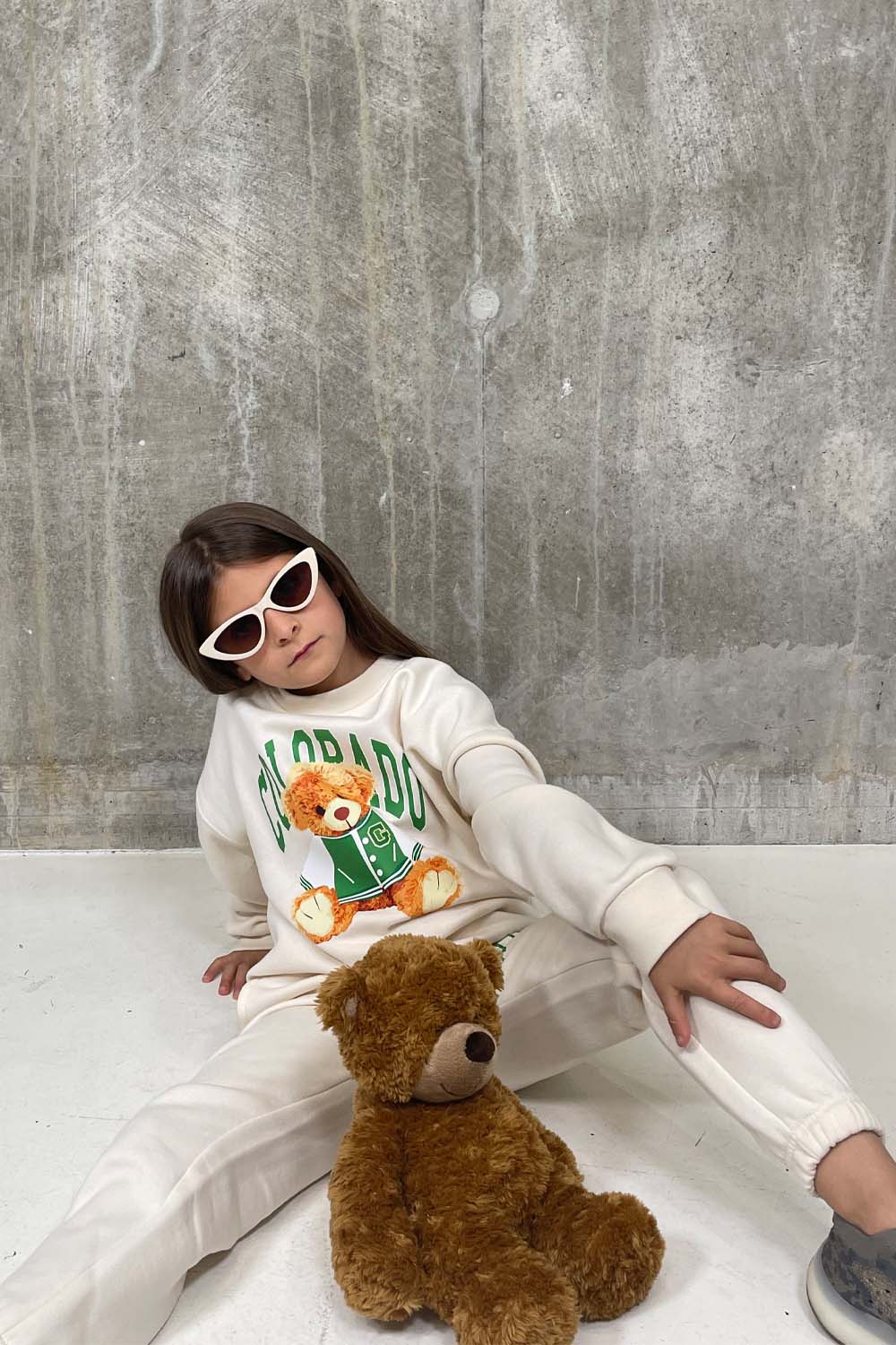 Mini Colorado Teddy ecru sweater loungewear set - Image 3