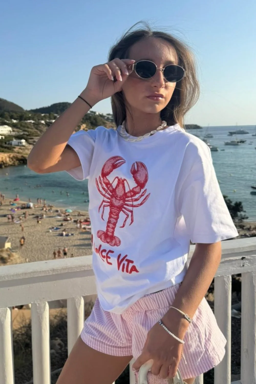 Mini Dolce vita white printed t-shirt