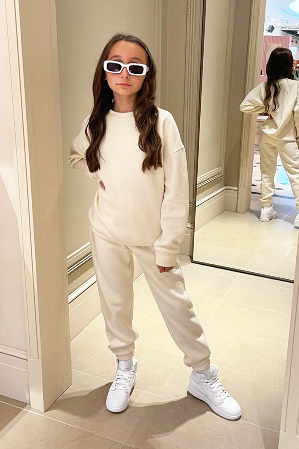 Mini ecru essential sweater oversized loungewear set