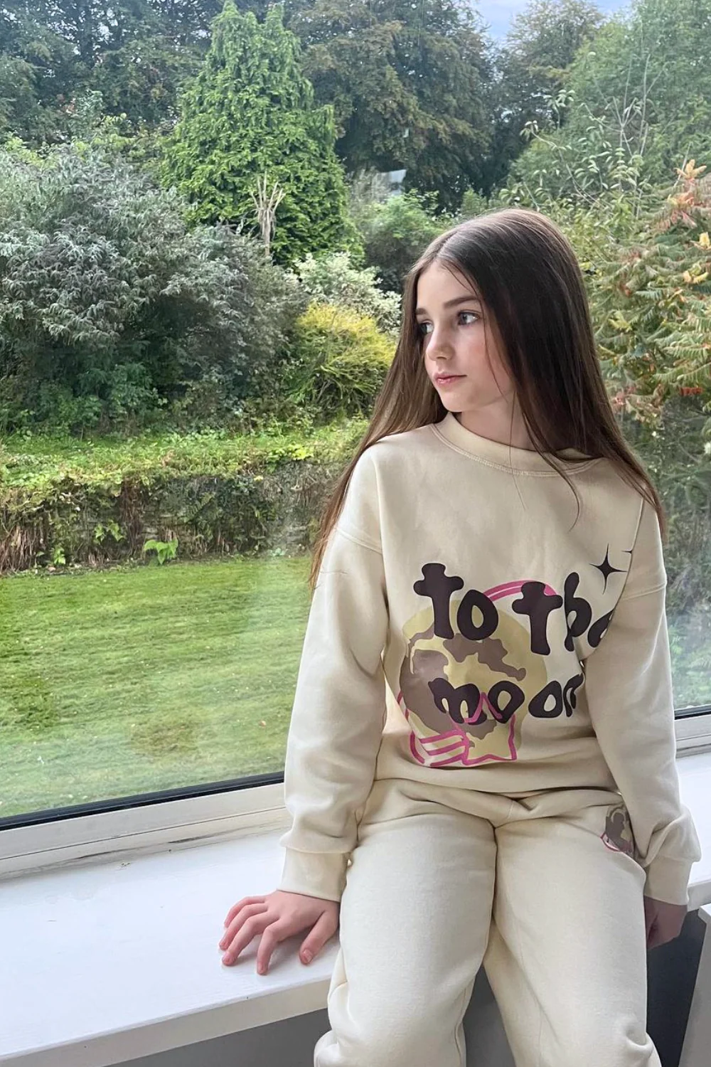 Mini ecru to the moon printed sweater joggers loungewear - Image 2