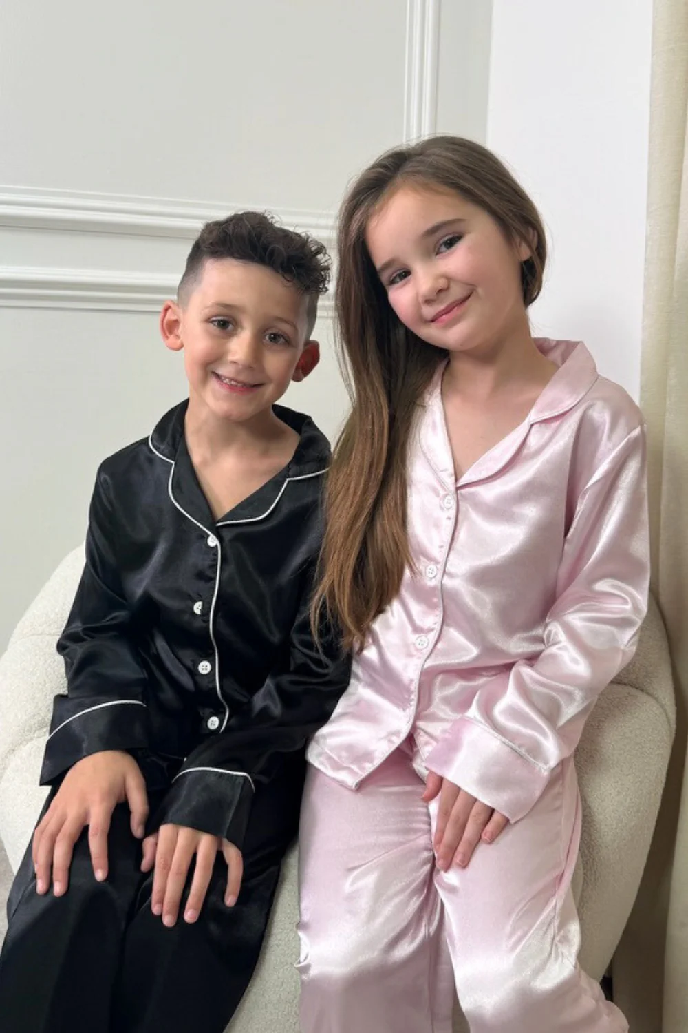 Mini Casey Baby Pink Satin Pyjamas