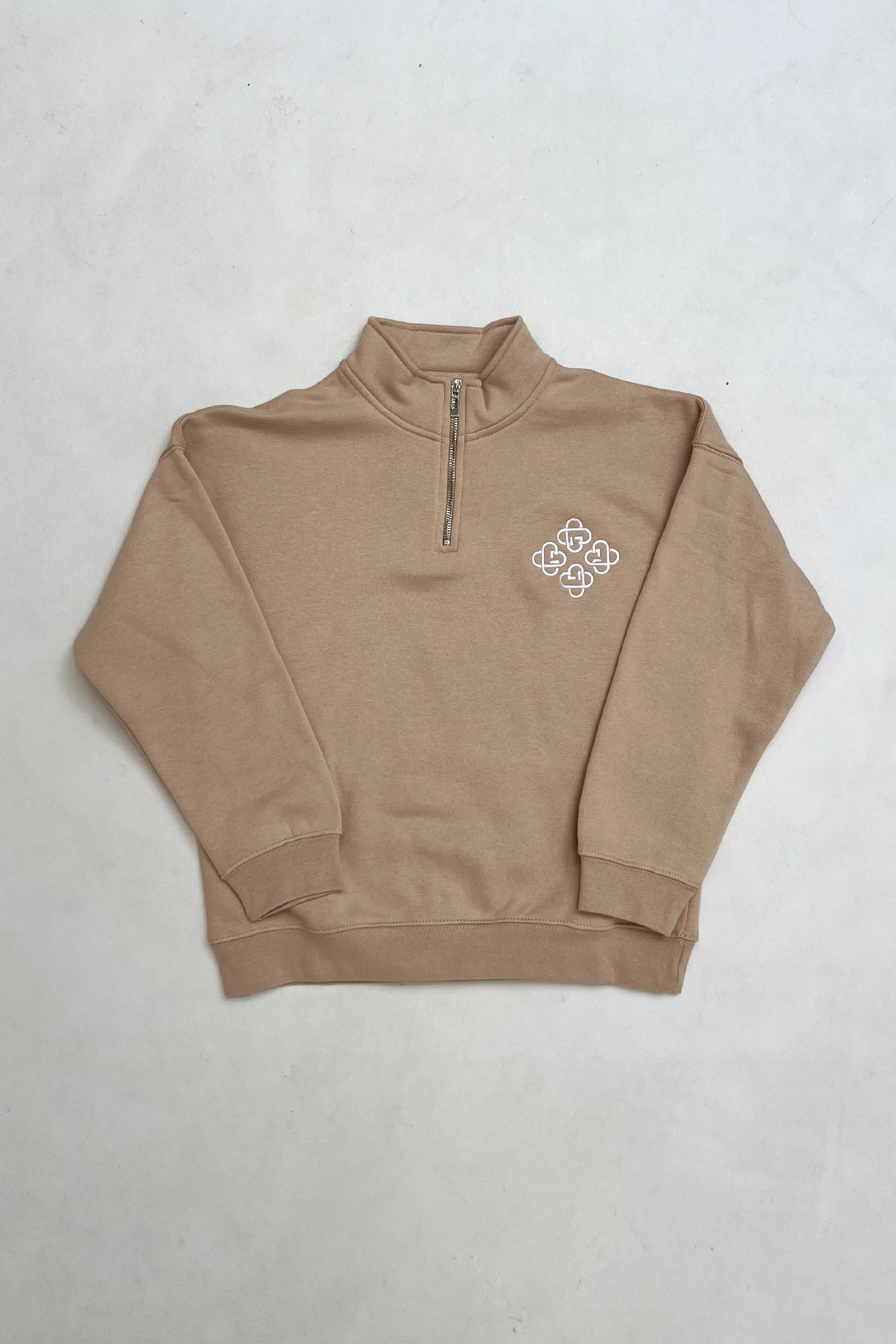 Mini G crest stone embroidered 3/4 zip sweater