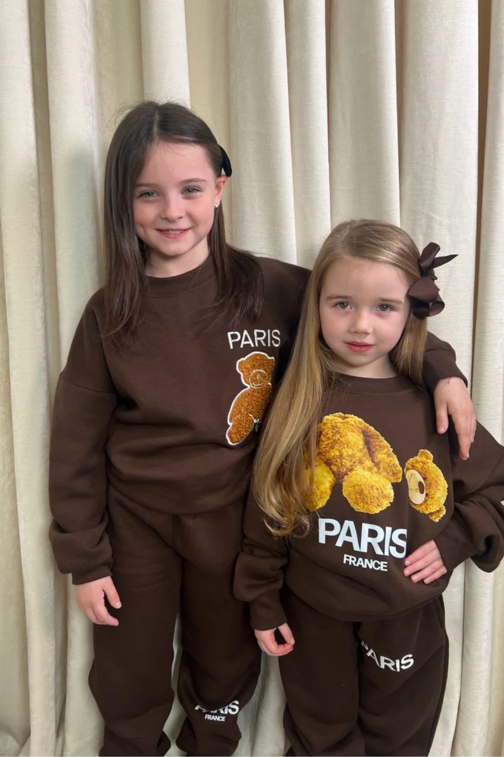 Mini heads off Paris teddy chocolate printed sweater loungewear set - Image 2