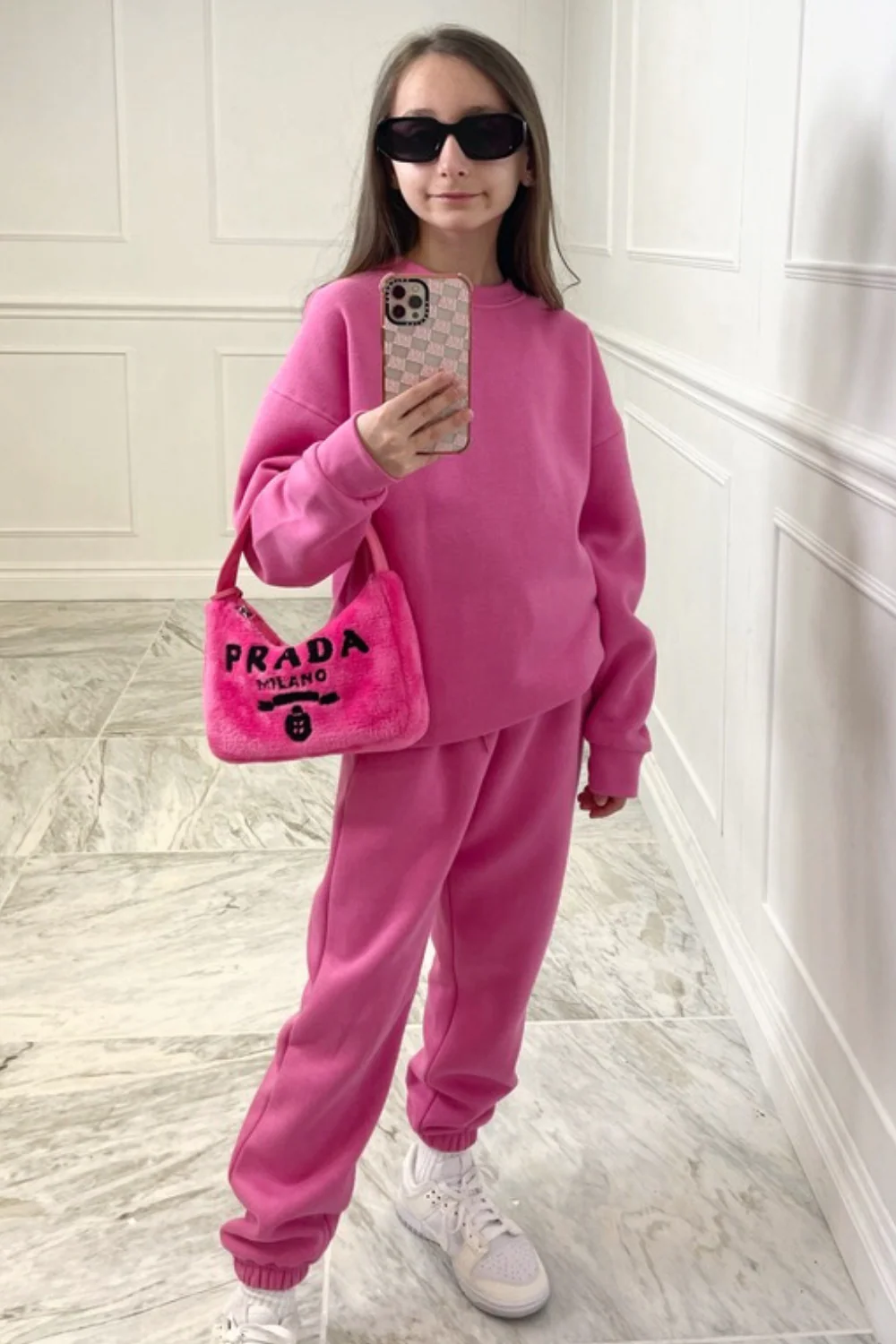 Mini hot pink essential sweater loungewear set - Image 2