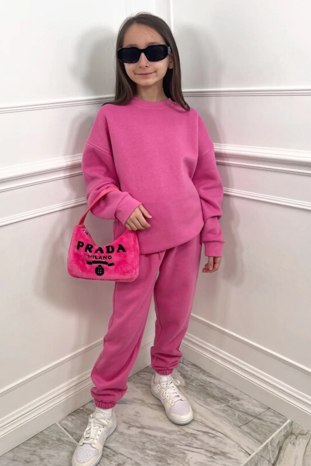 Mini hot pink essential sweater loungewear set - Image 3