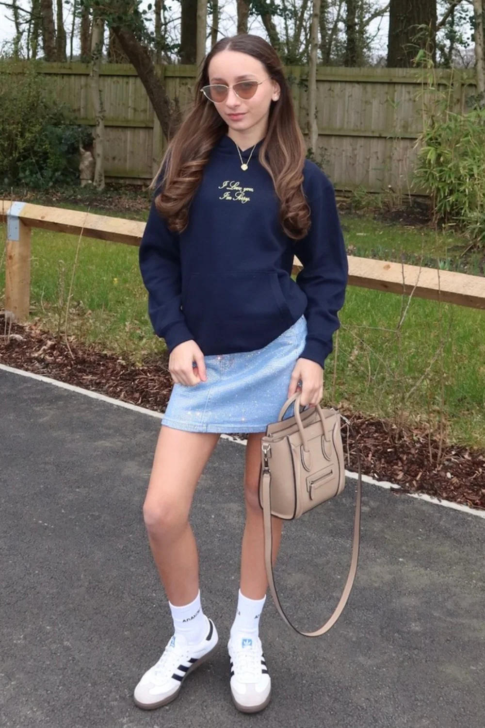 Mini I love you navy printed hoodie