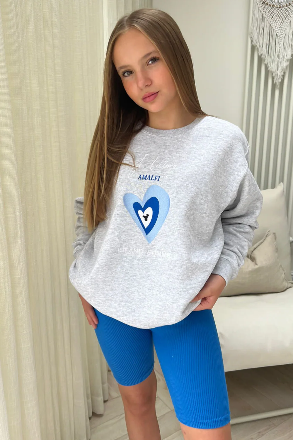 Mini island summer grey embroidered sweater