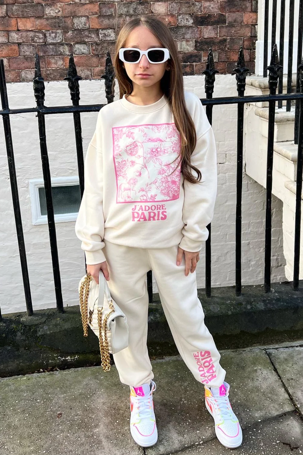Mini Jadore Paris pink floral box printed sweater loungewear set - Image 2