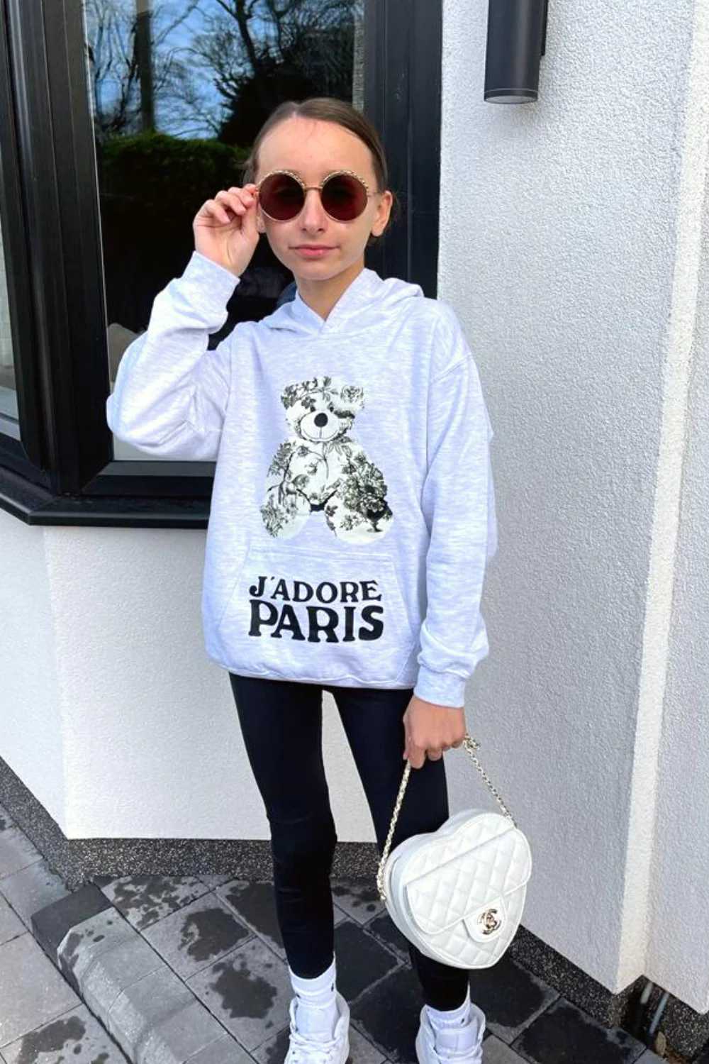 Mini jadore paris teddy grey printed hoodie - Image 2