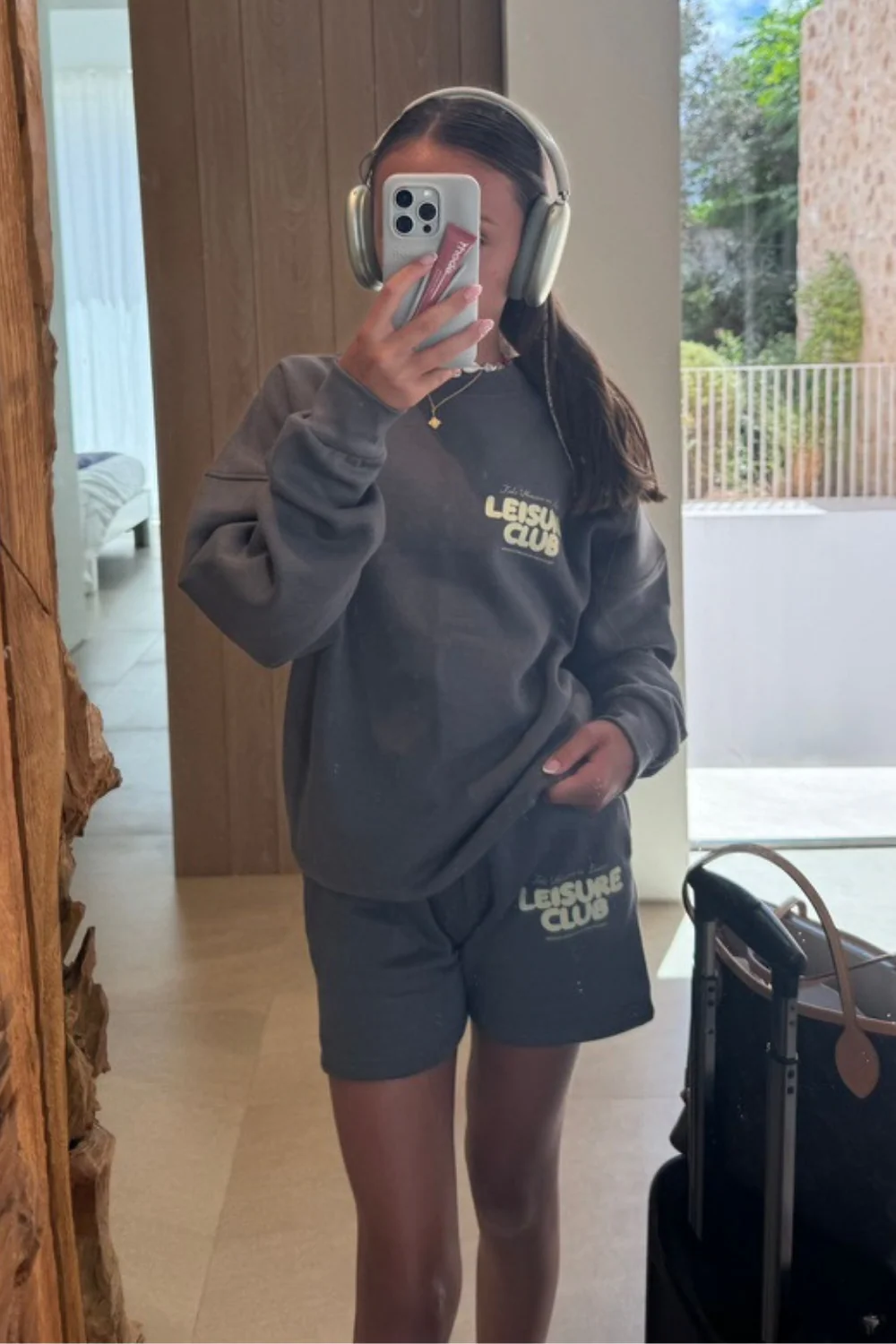 Mini leisure club lemon steel grey printed sweater shorts loungewear