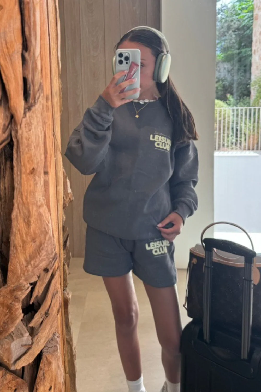 Mini leisure club lemon steel grey printed sweater shorts loungewear - Image 2