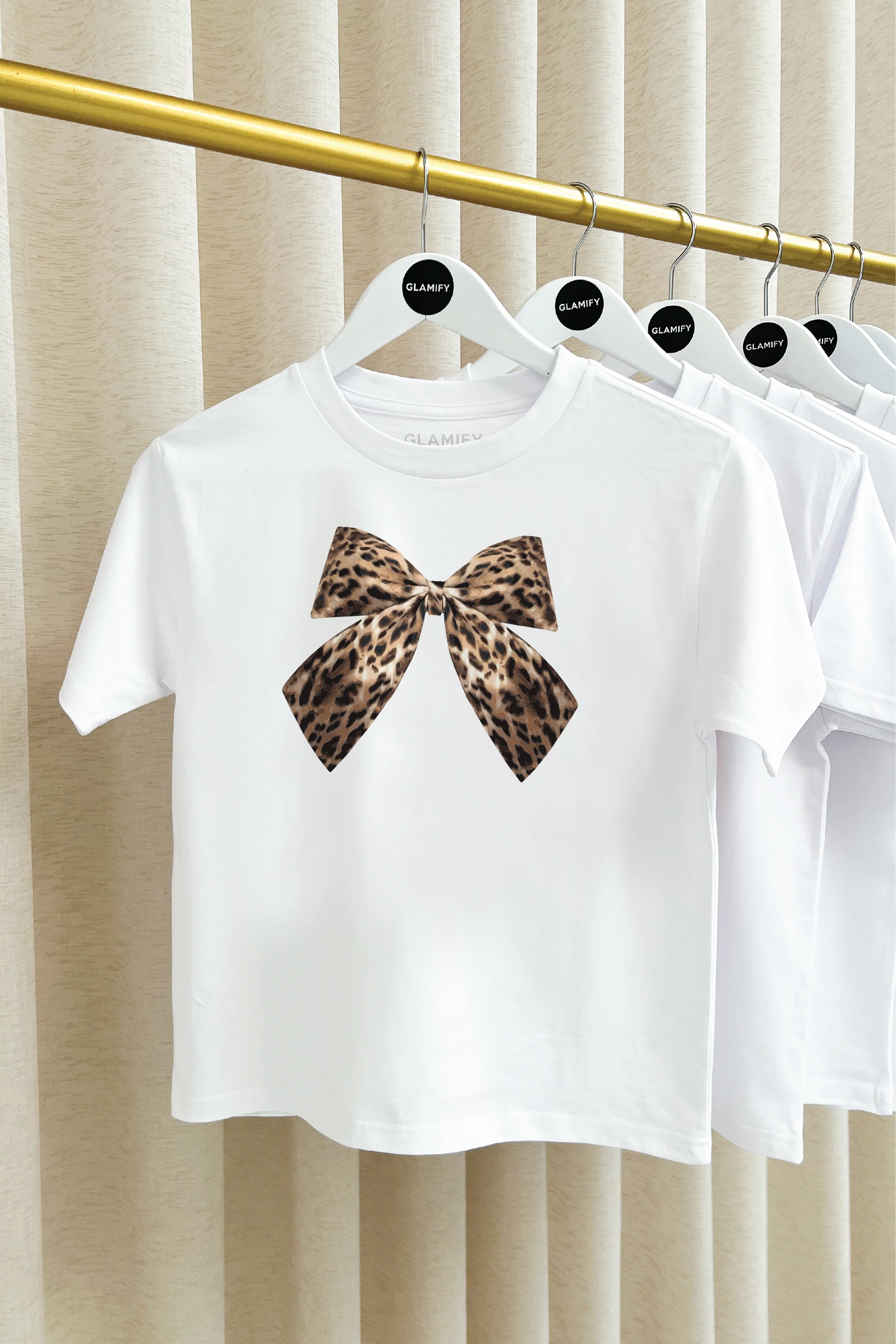 Mini leopard bow white printed t-shirt - Image 2