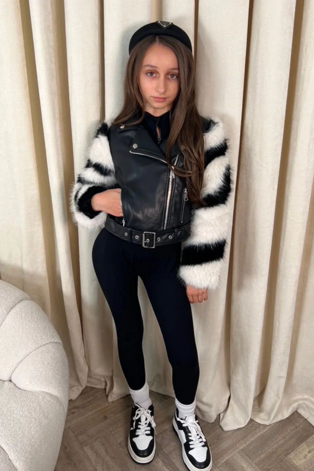 Mini Lila white faux fur leather jacket - Image 2