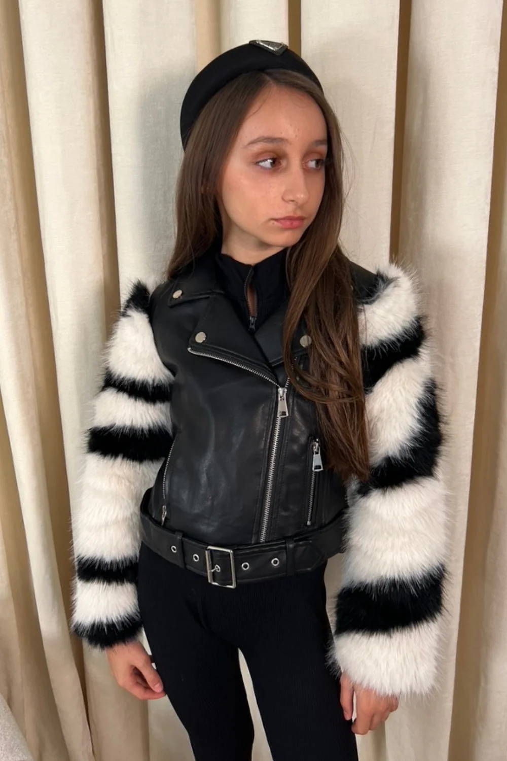Mini Lila white faux fur leather jacket - Image 3