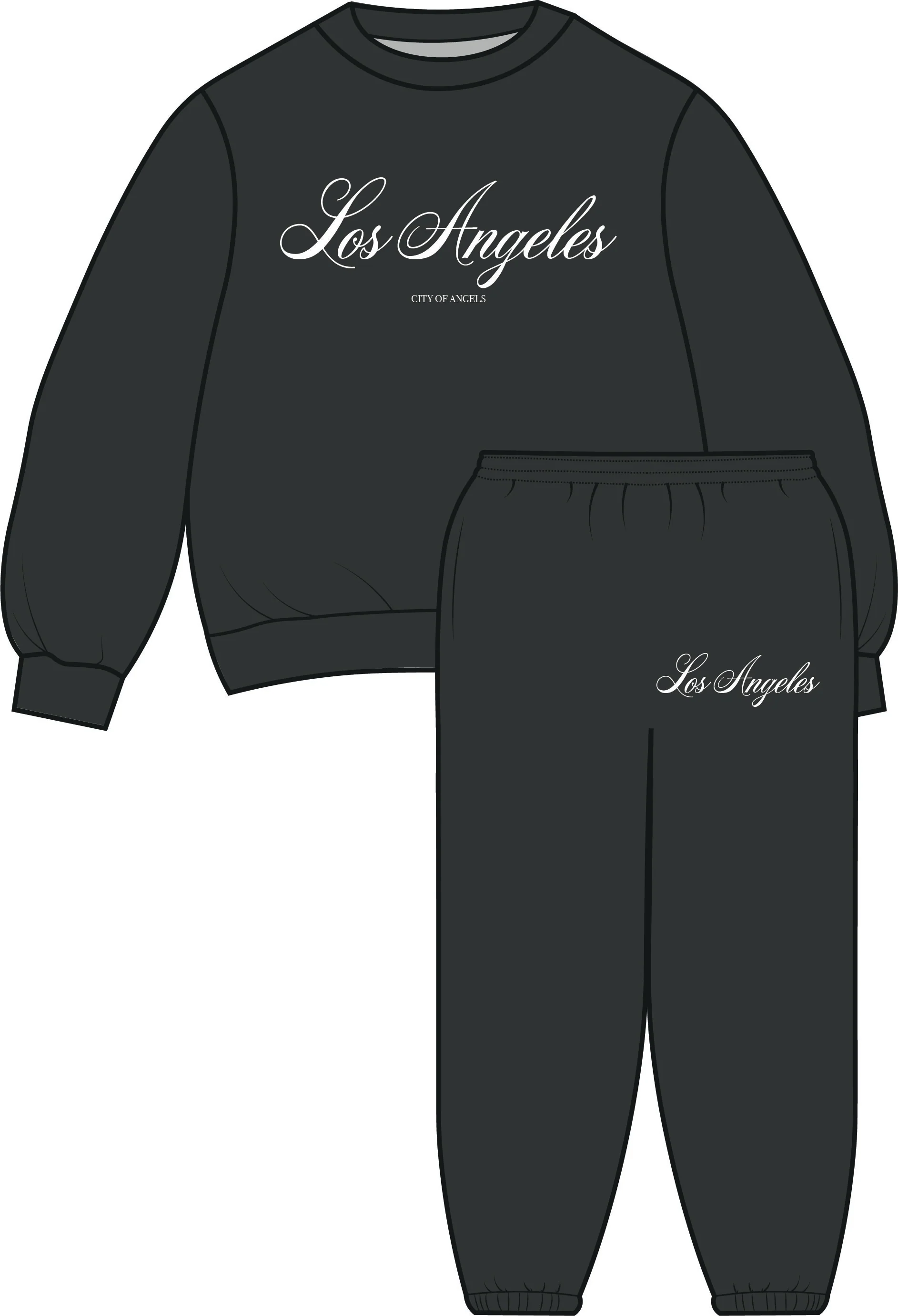 Mini Los Angeles black embroidered sweater jogger loungewear - Image 2