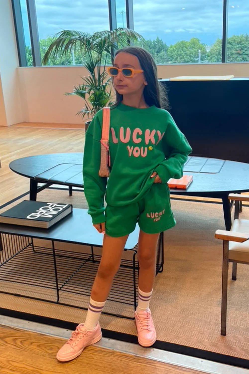 Mini lucky you green & pink sweater short coord - Image 2
