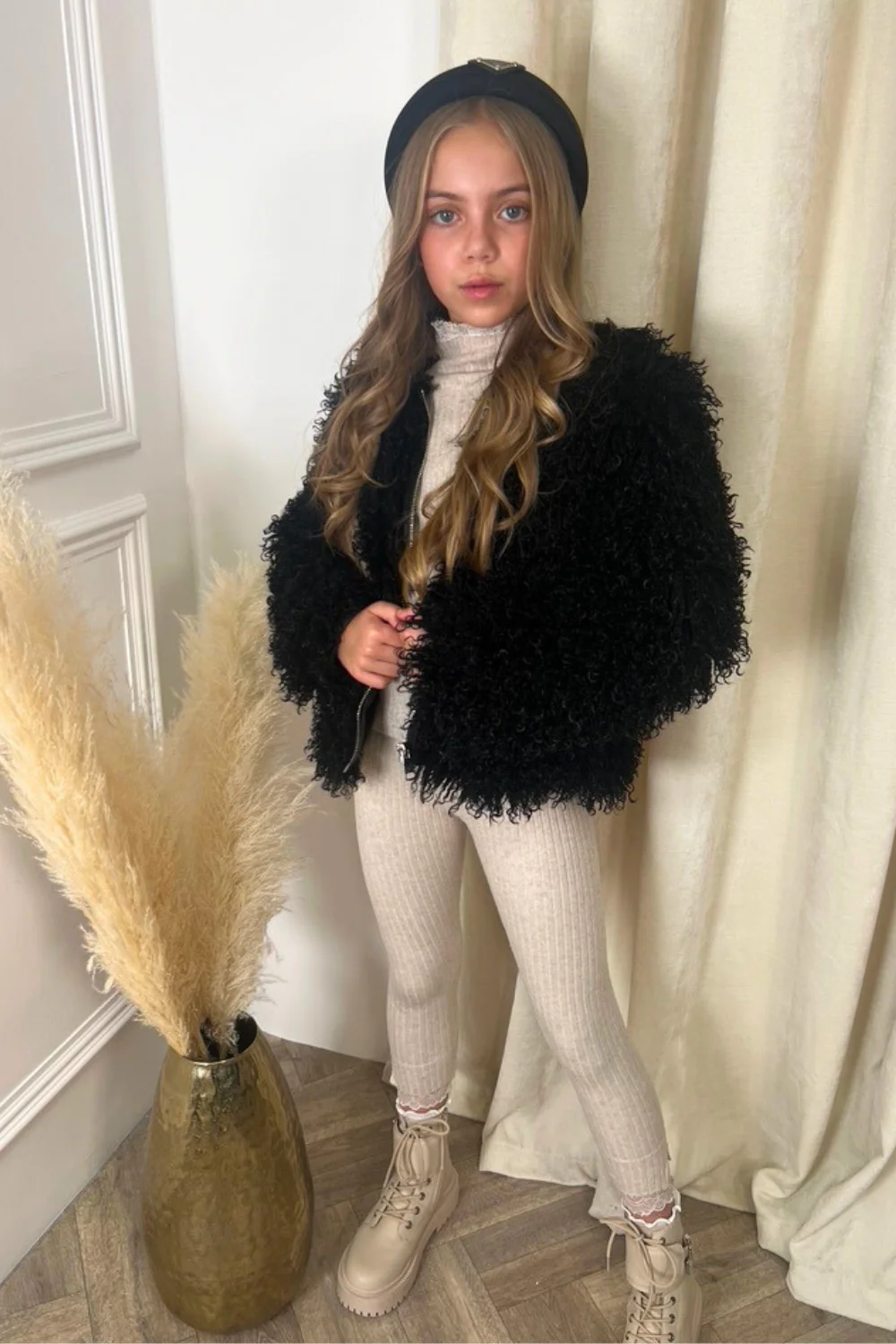 Mini Maisie black faux fur coat - Image 2