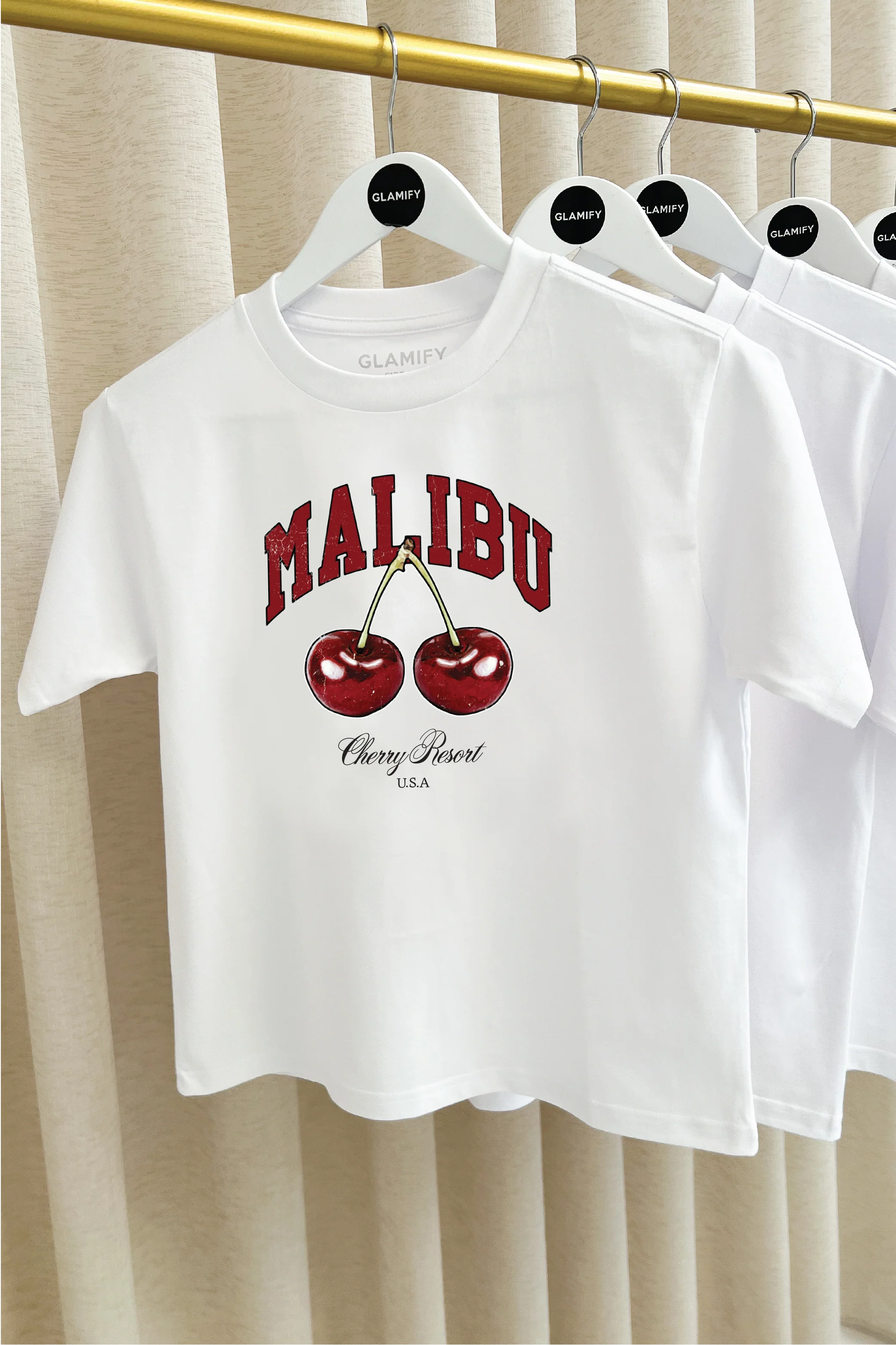 Mini Malibu cherry white printed t-shirt