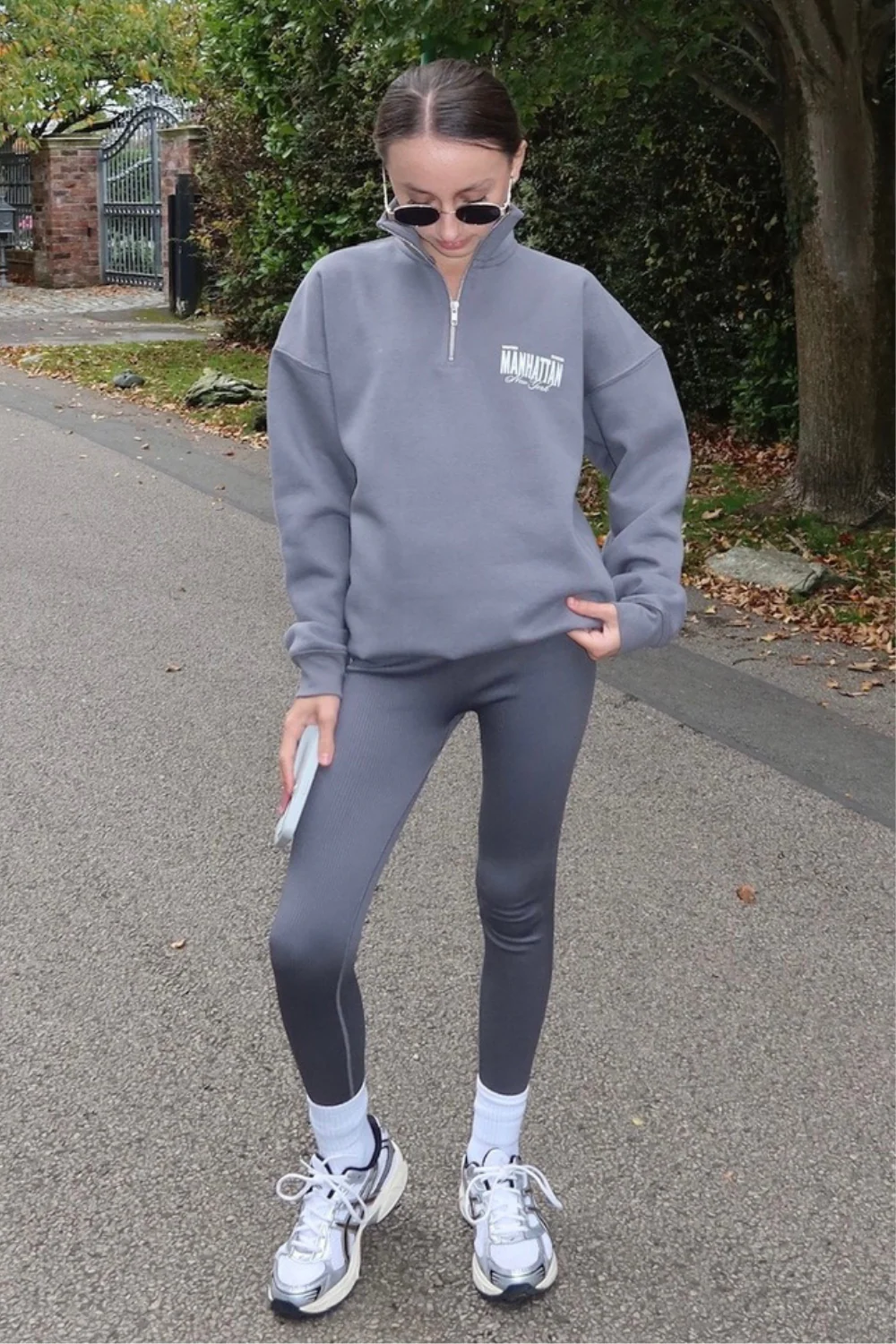 Mini manhattan steel grey printed 3/4 sweater