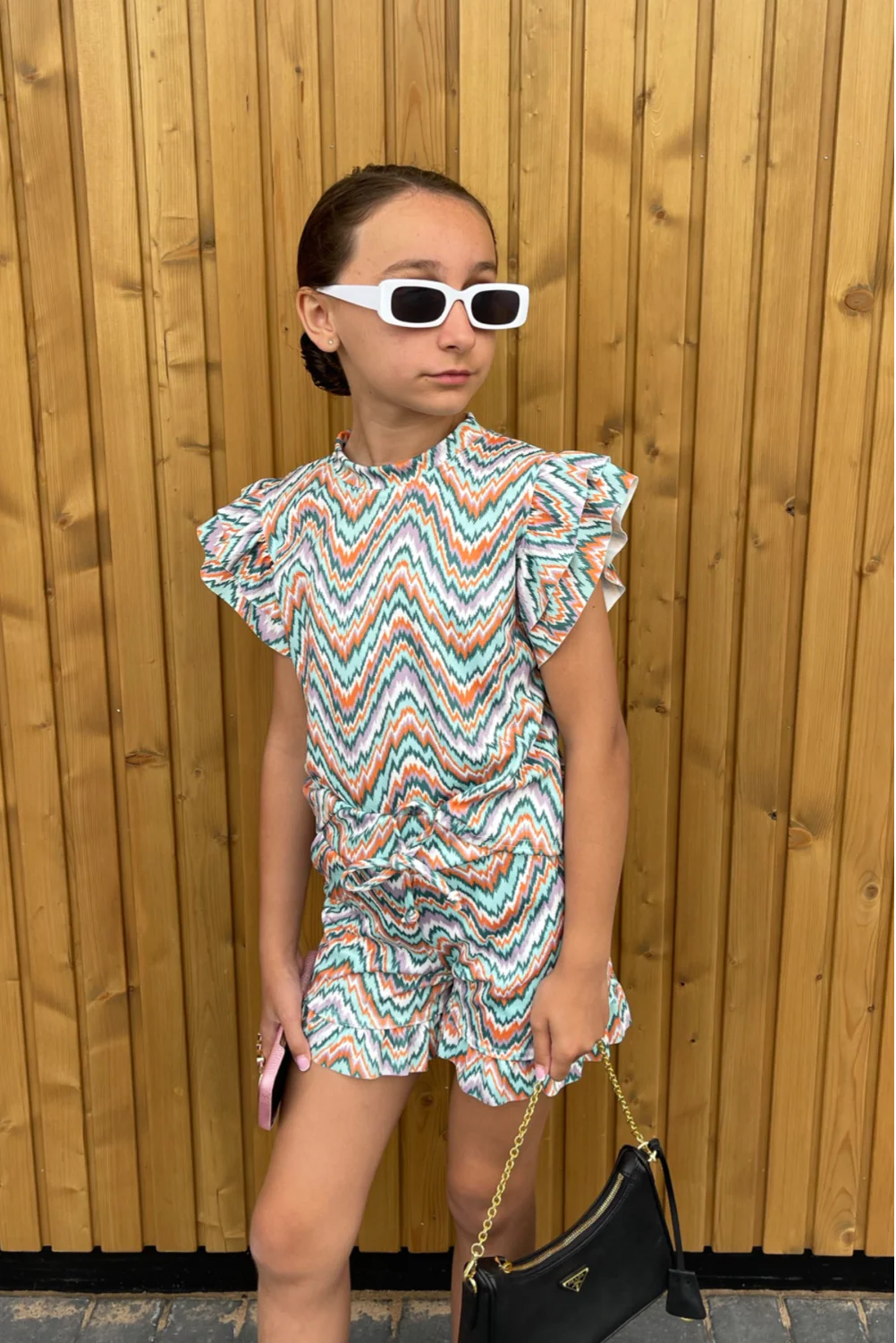 Mini Meila multi stripe frill short coord - Image 5