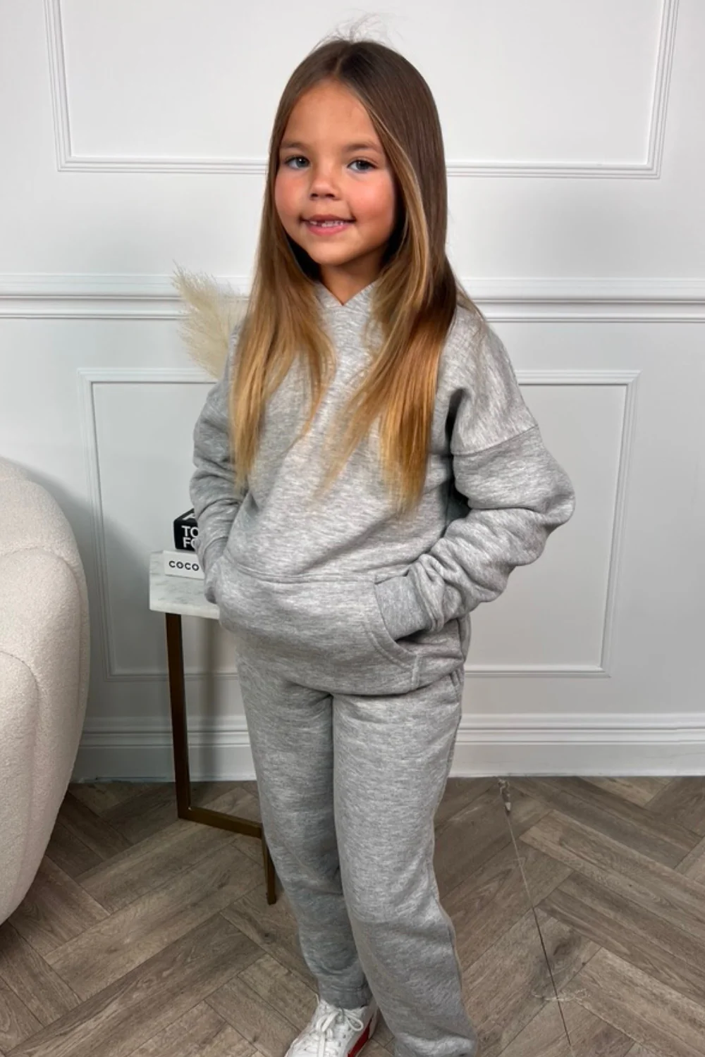 Mini melange grey premium essential hoodie