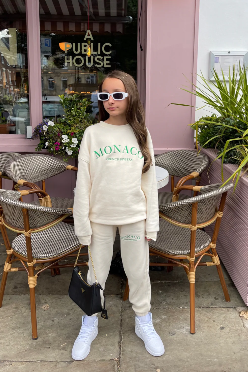 Mini monaco ecru embroidered oversized sweater loungewear set - Image 2