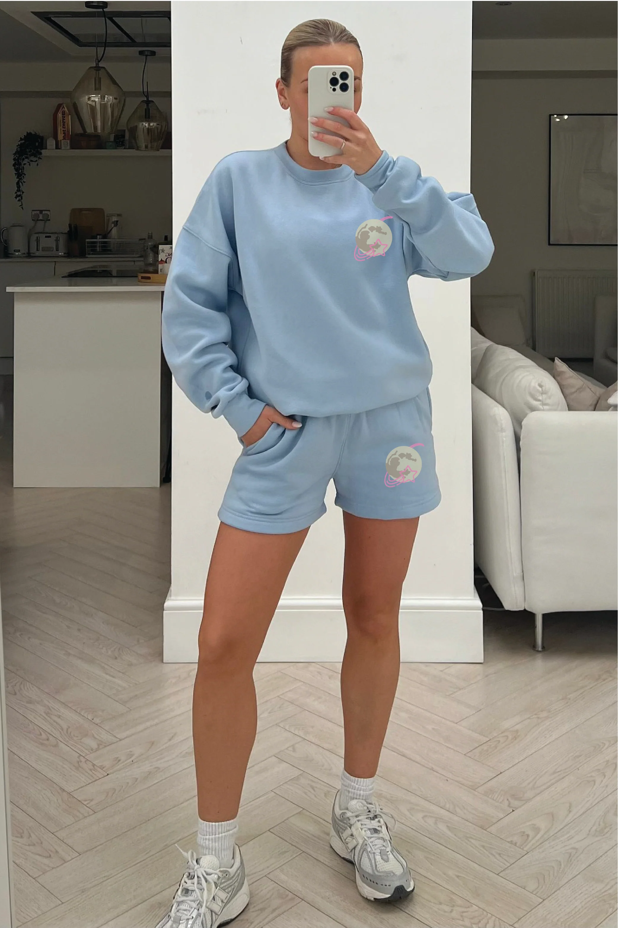 Mini Moon baby blue printed sweater loungewear set - Image 2