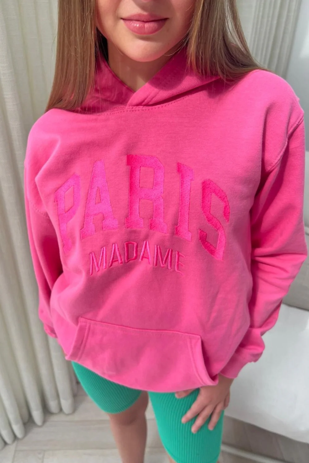 Mini paris madame pink embroidered hoodie - Image 2