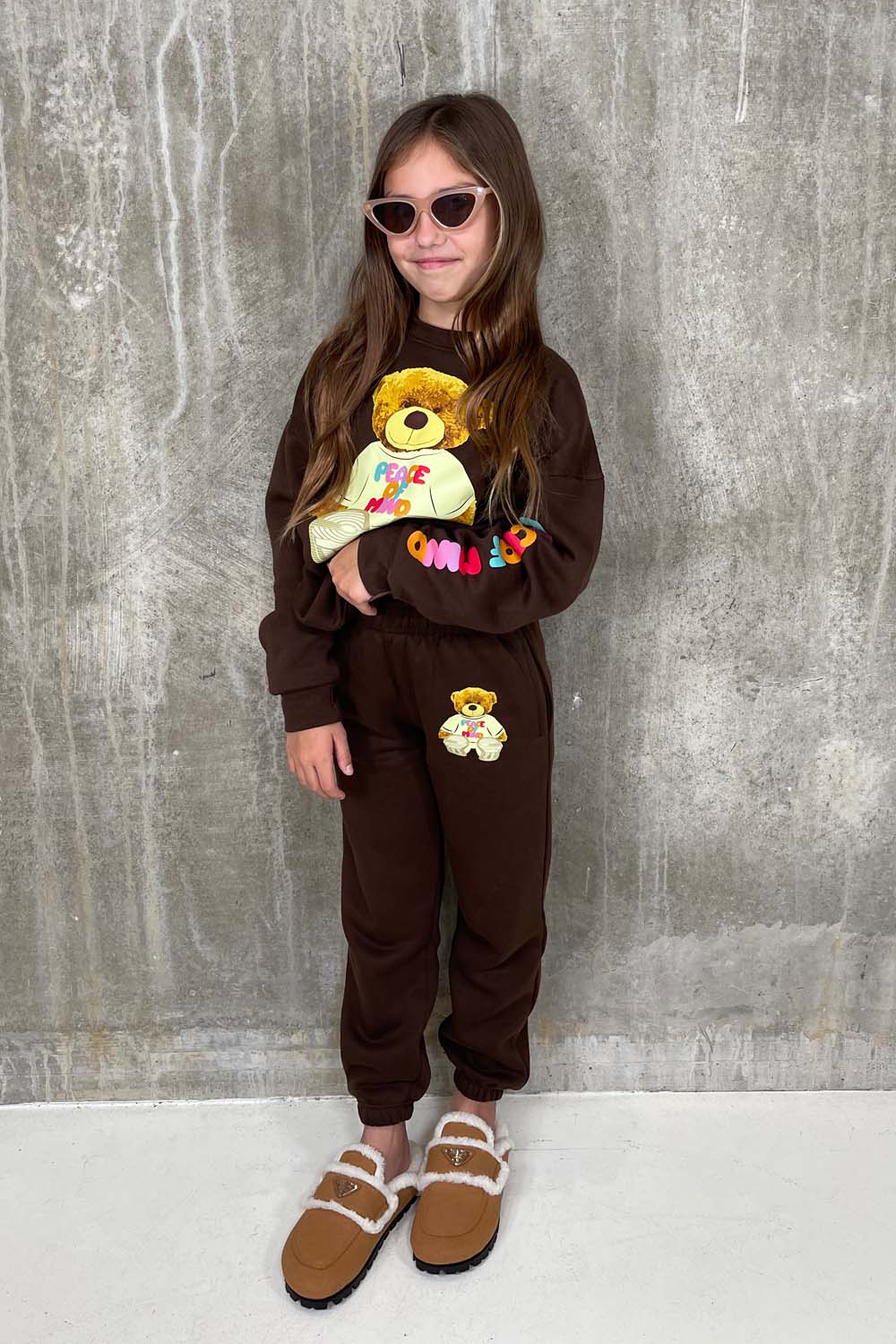 Mini peace of mind Teddy chocolate sweater loungewear set - Image 2