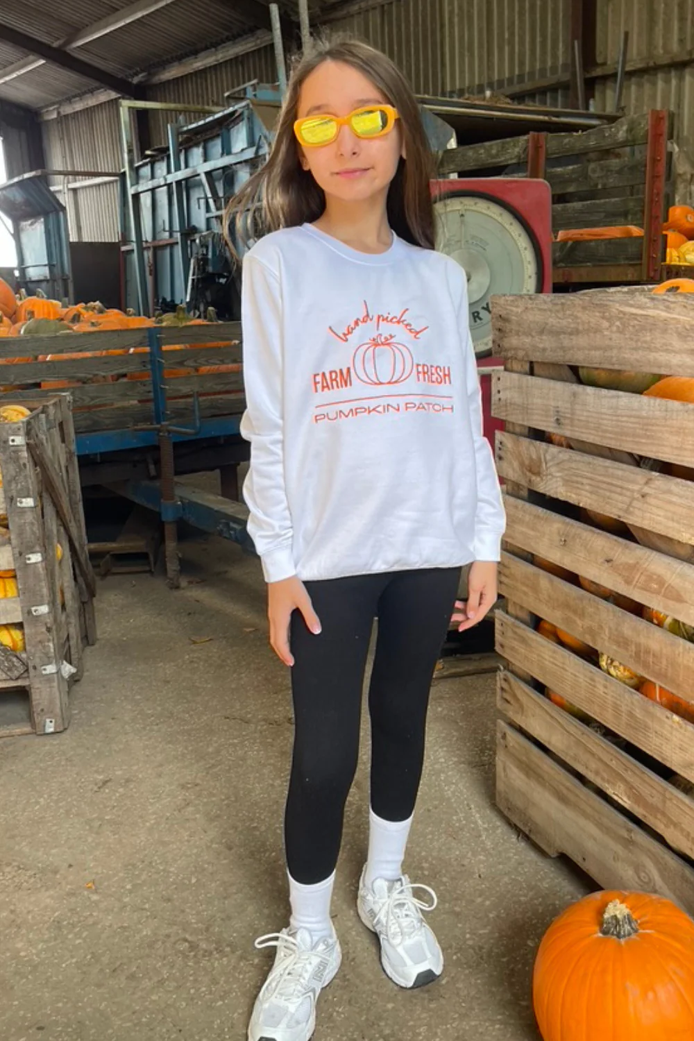 Mini Pumpkin patch white embroidered sweater