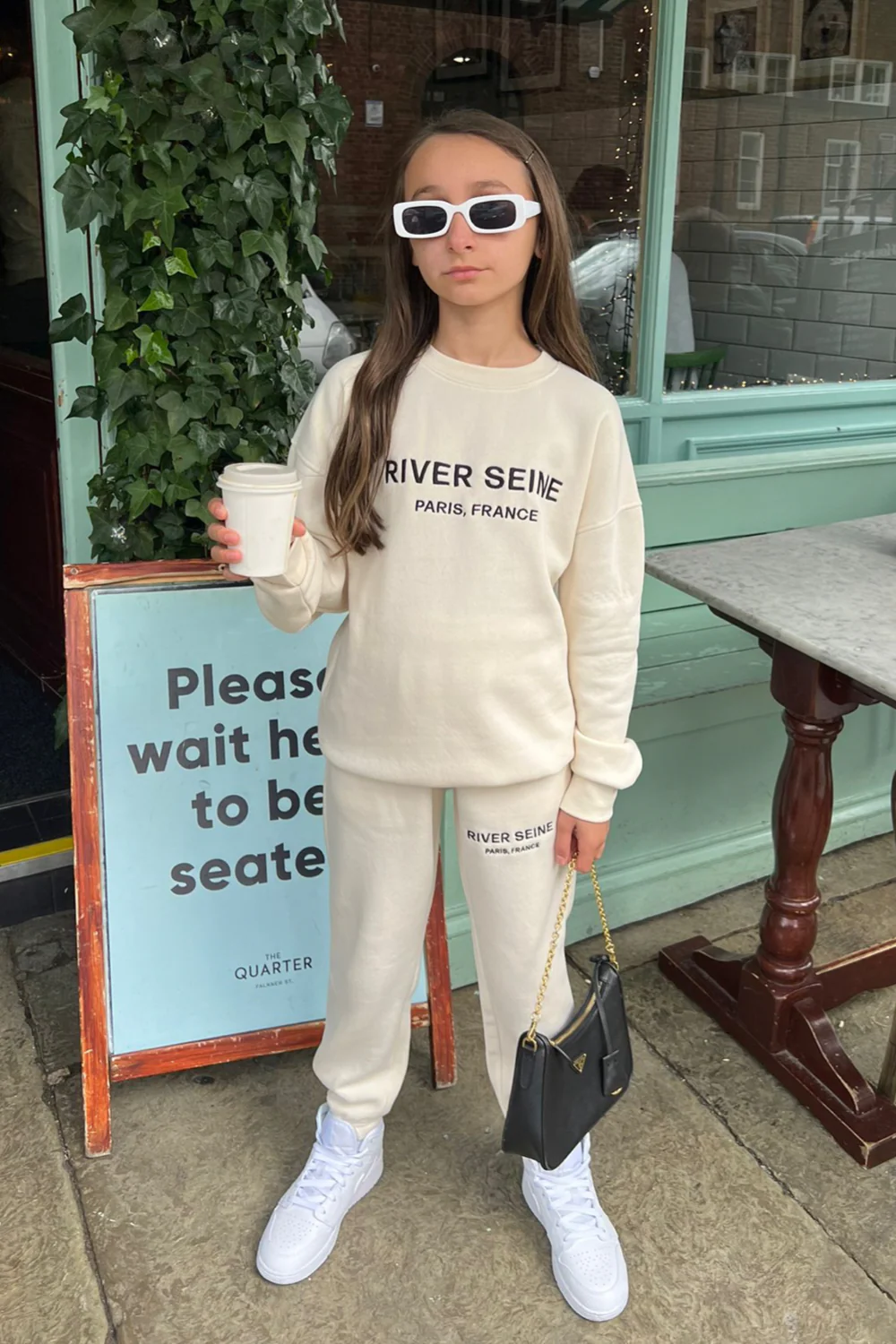 Mini river seine ecru embroidered oversized sweater loungewear set