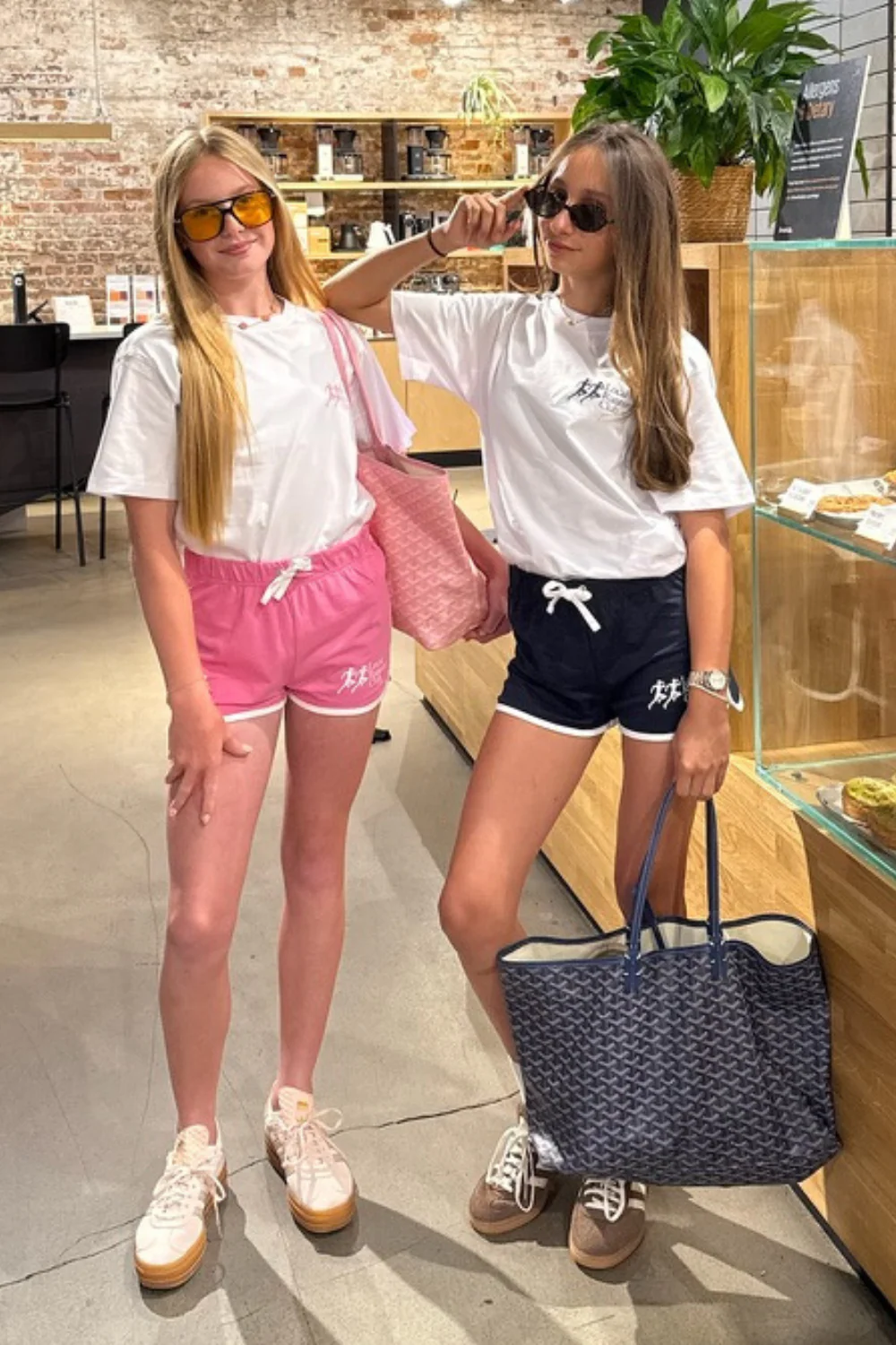 Mini run club white & pink printed t-shirt and mini shorts - Image 2