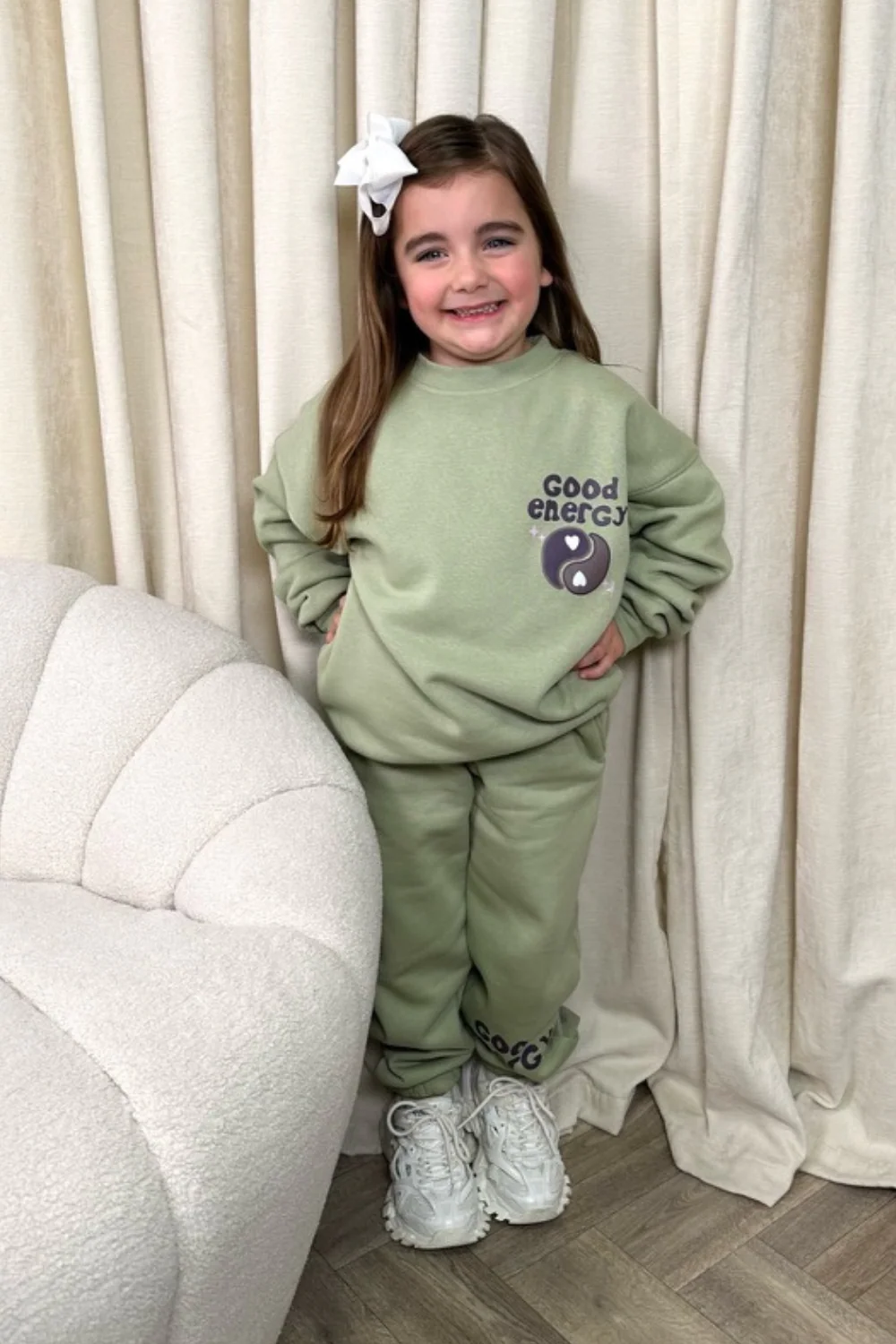 Mini sage good energy printed sweater jogger loungewear - Image 5