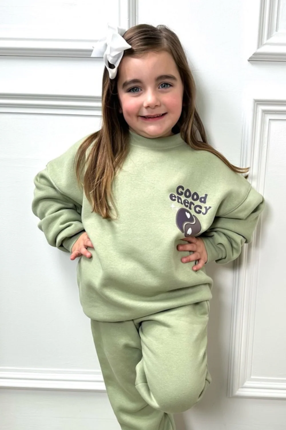 Mini sage good energy printed sweater jogger loungewear - Image 6