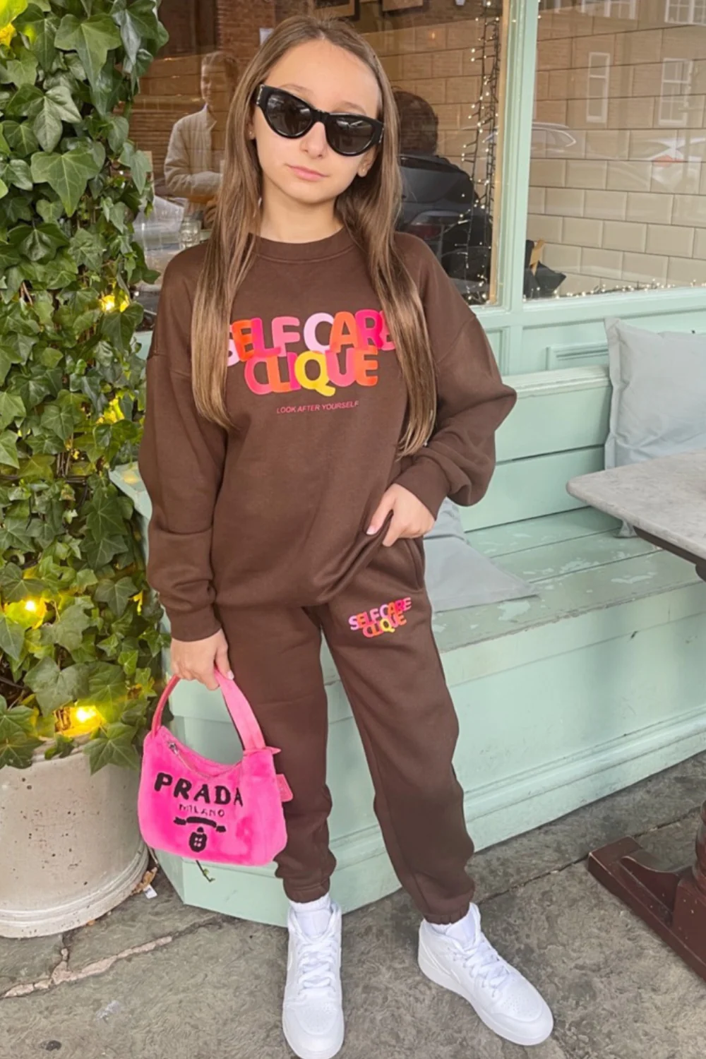 Mini self care chocolate oversized printed sweater loungewear set